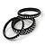 Set Of 3 Black Acrylic Slip-On Bangles With Silver Foil Detailing - 18cm Length - view 5