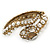Vintage Inspired Imitation Pearl, Austrian Crystal Snake Hinged Bangle In Gold Tone - 19cm L - view 8