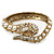 Vintage Inspired Imitation Pearl, Austrian Crystal Snake Hinged Bangle In Gold Tone - 19cm L - view 2