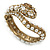 Vintage Inspired Imitation Pearl, Austrian Crystal Snake Hinged Bangle In Gold Tone - 19cm L - view 11