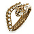 Vintage Inspired Imitation Pearl, Austrian Crystal Snake Hinged Bangle In Gold Tone - 19cm L - view 12