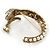 Vintage Inspired Imitation Pearl, Austrian Crystal Snake Hinged Bangle In Gold Tone - 19cm L - view 5