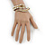 Vintage Inspired Imitation Pearl, Austrian Crystal Snake Hinged Bangle In Gold Tone - 19cm L - view 3