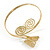 Gold Plated Filigree, Crystal Butterfly & Twirl Upper Arm, Armlet Bracelet - Adjustable - view 3