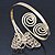 Gold Plated Filigree, Crystal Butterfly & Twirl Upper Arm, Armlet Bracelet - Adjustable - view 16