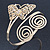 Gold Plated Filigree, Crystal Butterfly & Twirl Upper Arm, Armlet Bracelet - Adjustable - view 18