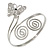 Silver Plated Filigree, Crystal Butterfly & Twirl Upper Arm, Armlet Bracelet - Adjustable - view 2