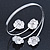 Rhodium Plated Crystal Floral Upper Arm Bracelet - Adjustable - view 6