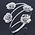 Rhodium Plated Crystal Floral Upper Arm Bracelet - Adjustable - view 7