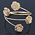Gold Plated Crystal Floral Upper Arm Bracelet - Adjustable - view 7