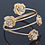 Gold Plated Crystal Floral Upper Arm Bracelet - Adjustable - view 9