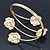 Gold Plated Crystal Floral Upper Arm Bracelet - Adjustable - view 3
