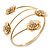 Gold Plated Crystal Floral Upper Arm Bracelet - Adjustable - view 2