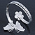 Silver Plated Hammered Butterfly & Flower Upper Arm, Armlet Bracelet - Adjustable - view 4
