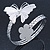 Silver Plated Hammered Butterfly & Flower Upper Arm, Armlet Bracelet - Adjustable - view 2