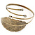Vintage Inspired Hammered, Crystal Leaf Upper Arm, Armlet Bracelet In Antique Gold Tone - Adjustable - view 15