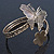 Vintage Inspired Hammered Butterfly & Flower Upper Arm, Armlet Bracelet In Antique Gold Tone - Adjustable - view 4