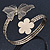 Vintage Inspired Hammered Butterfly & Flower Upper Arm, Armlet Bracelet In Antique Gold Tone - Adjustable - view 3
