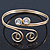 Gold Plated Small Swirls Crystal Upper Arm Bracelet - Adjustable - view 2