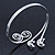 Silver Plated 'Swirl And Crystal Crescent' Upper Arm Bracelet - Adjustable - view 4