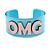 Light Blue/ Pale Pink 'OMG' Acrylic Cuff Bracelet Bangle (Kids/ Teen Size) - 16cm L