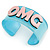 Light Blue/ Pale Pink 'OMG' Acrylic Cuff Bracelet Bangle (Kids/ Teen Size) - 16cm L - view 2