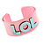 Light Pink/ Pale Blue 'LOL' Acrylic Cuff Bracelet Bangle (Kids/ Teen Size) - 16cm L - view 5