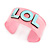 Light Pink/ Pale Blue 'LOL' Acrylic Cuff Bracelet Bangle (Kids/ Teen Size) - 16cm L - view 6