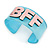 Light Blue/ Pale Pink 'BFF' Acrylic Cuff Bracelet Bangle (Kids/ Teen Size) - 16cm L - view 2