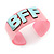 Light Pink/ Pale Blue 'BFF' Acrylic Cuff Bracelet Bangle (Kids/ Teen Size) - 16cm L - view 3