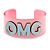 Light Pink/ Pale Blue 'OMG' Acrylic Cuff Bracelet Bangle (Adult Size) - 19cm L