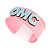 Light Pink/ Pale Blue 'OMG' Acrylic Cuff Bracelet Bangle (Adult Size) - 19cm L - view 2