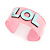 Light Pink/ Pale Blue 'LOL' Acrylic Cuff Bracelet Bangle (Adult Size) - 19cm - view 2