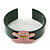 Dark Green, Pink Crystal Acrylic 'Gingerbread Man' Cuff Bracelet - 19cm L - view 2