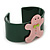 Dark Green, Pink Crystal Acrylic 'Gingerbread Man' Cuff Bracelet - 19cm L - view 3