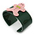Dark Green, Pink Crystal Acrylic 'Gingerbread Man' Cuff Bracelet - 19cm L - view 5