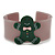 Beige, Dark Green Crystal Acrylic 'Gingerbread Man' Cuff Bracelet - 19cm L