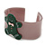 Beige, Dark Green Crystal Acrylic 'Gingerbread Man' Cuff Bracelet - 19cm L - view 3