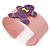 Light Pink, Purple Crystal Acrylic 'Gingerbread Man' Cuff Bracelet - 19cm L - view 3