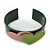 Dark Green, Pink, Salad Green Acrylic, Austrian Crystal Hearts Cuff Bracelet - 19cm L - view 2