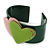 Dark Green, Pink, Salad Green Acrylic, Austrian Crystal Hearts Cuff Bracelet - 19cm L - view 3