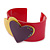 Magenta, Yellow, Purple Acrylic, Austrian Crystal Hearts Cuff Bracelet - 19cm L - view 5