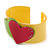 Yellow, Magenta, Salad Green Acrylic, Austrian Crystal Hearts Cuff Bracelet - 19cm L - view 3