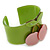 Light Green, Pink Crystal Cherry Acrylic Cuff Bracelet - 19cm L - view 5