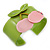 Light Green, Pink Crystal Cherry Acrylic Cuff Bracelet - 19cm L - view 2