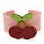 Pink, Light Green, Red Crystal Cherry Acrylic Cuff Bracelet - 19cm L