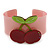 Pink, Light Green, Red Crystal Cherry Acrylic Cuff Bracelet - 19cm L - view 8