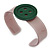 Beige, Dark Green Acrylic Button Cuff Bracelet - 19cm L - view 2