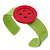 Light Green, Magenta Acrylic Button Cuff Bracelet - 19cm L - view 3
