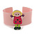 Light Pink, Yellow, Deep Pink, Green Dolly Acrylic Wide Cuff Bracelet - 19cm L